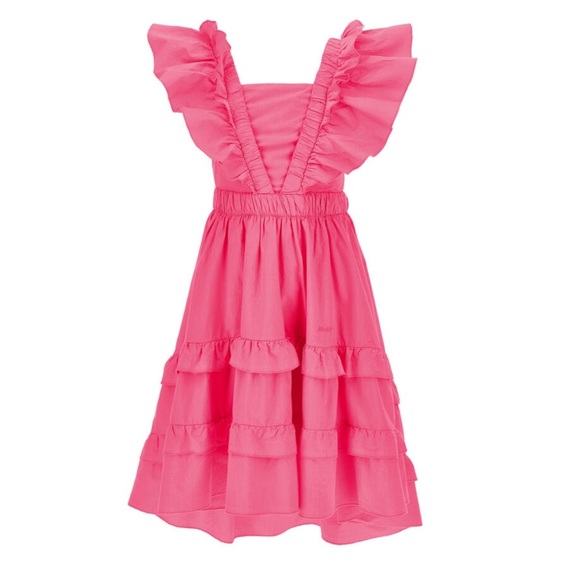 MonnaLisa Fuchsia Poplin dress with trim - Picture 1 of 12